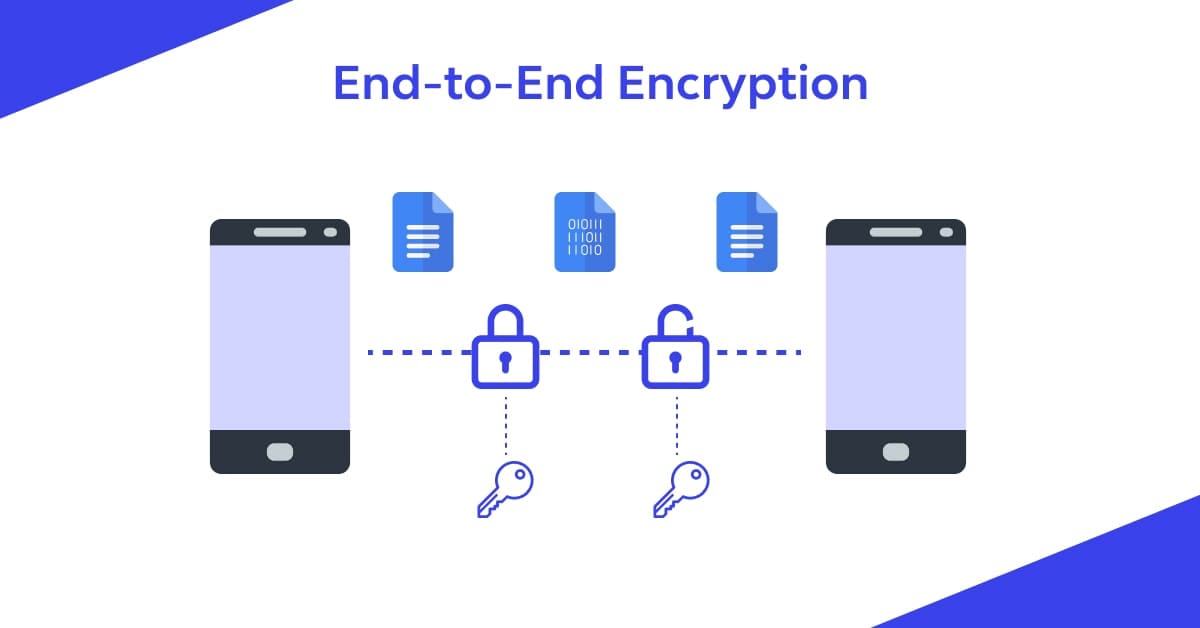 The scheme of how end-to-end encryption works that help you to create a video chat app